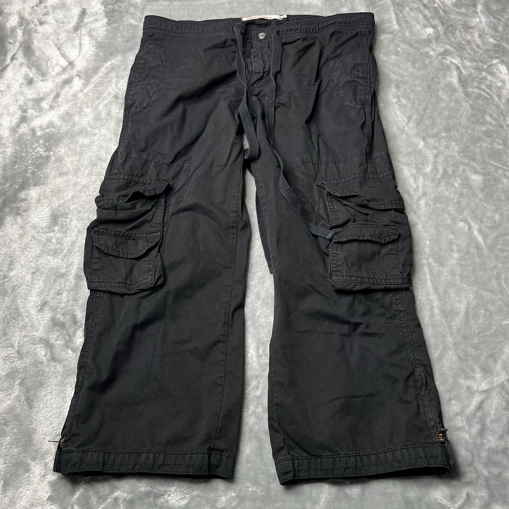 Blue Jeans Story Pants Women Size Medium Black Cargo Y2K Utility Baggy Capris